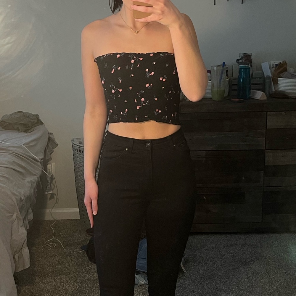 Pacsun LA Hearts Rayon floral bandeau crop top